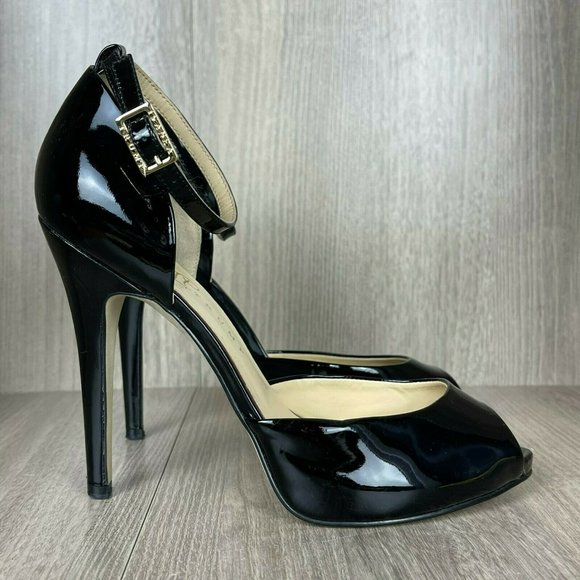 Ivanka Trump Black Peep Toe Heels - Picture 1 of 10